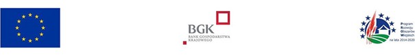 Flaga Unii Europejskiej, logo BGK, logotyp Programu Rozwoju Obszarów Wiejskich na lata 2014-2020